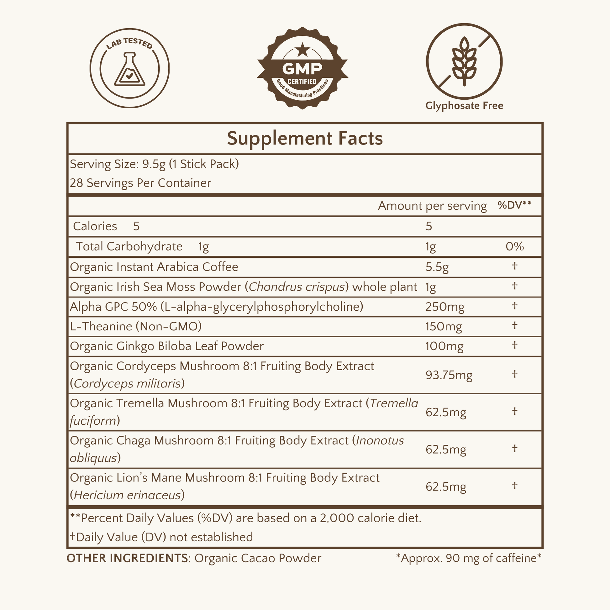Kaizen Coffee - Premium Organic Coffee with Mushrooms, Nootropics, Sea Moss and Cacao: Stick Packs