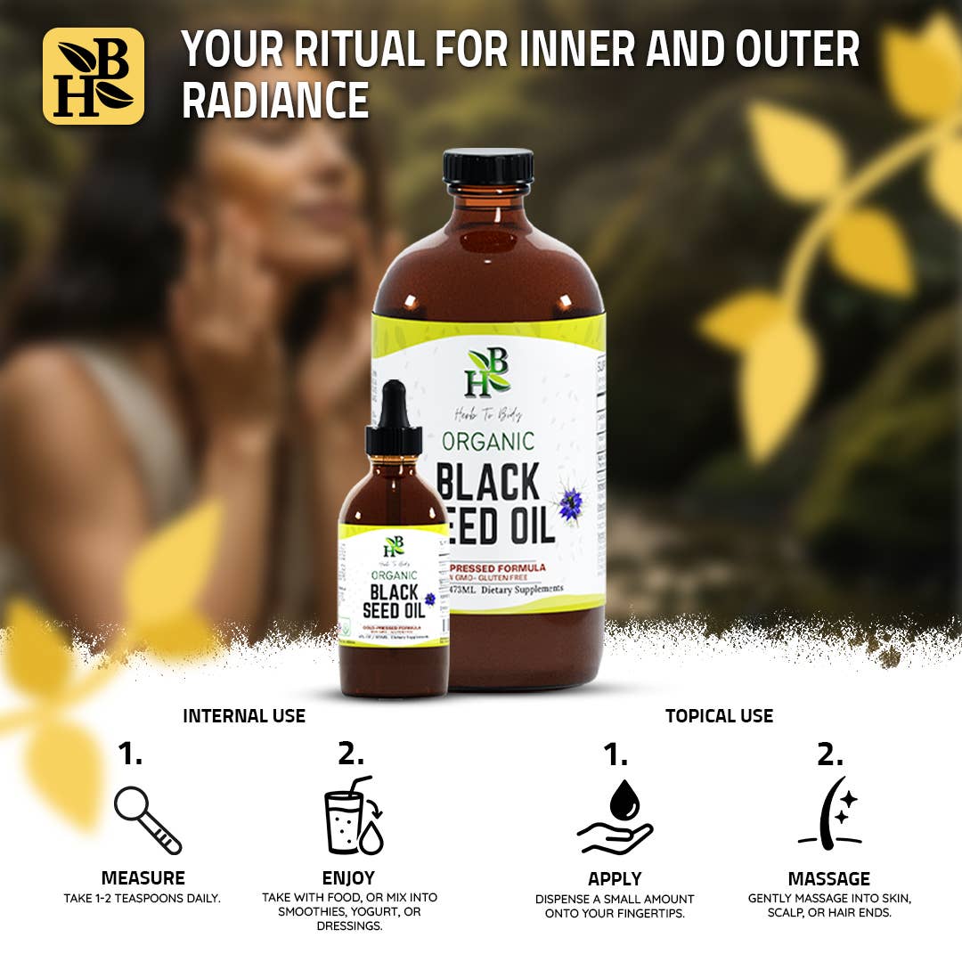 Organic Black Seed Oil (Cold-Pressed) - Bulk Wholesale Sizes: 2oz