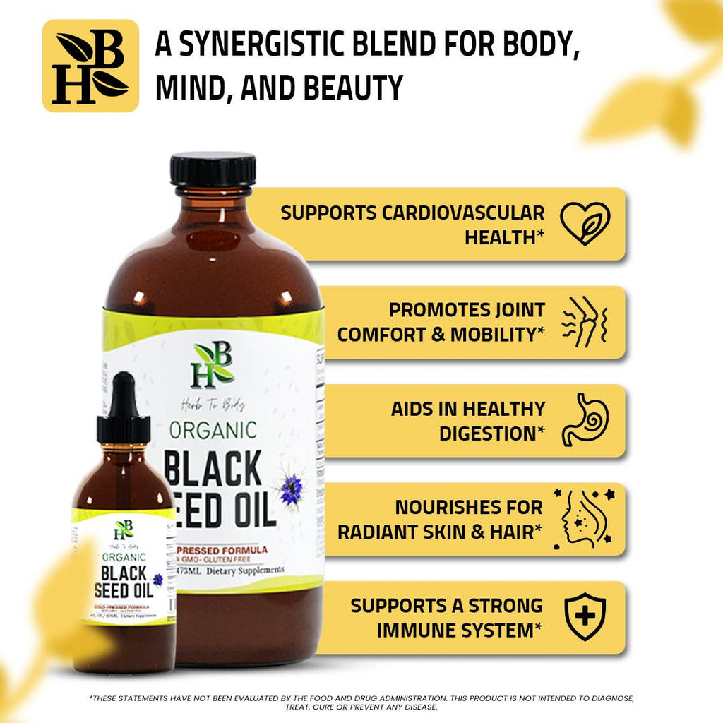 Organic Black Seed Oil (Cold-Pressed) - Bulk Wholesale Sizes: 16oz