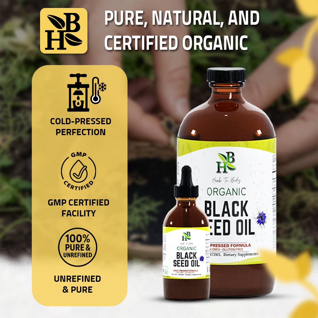 Organic Black Seed Oil (Cold-Pressed) - Bulk Wholesale Sizes: 16oz