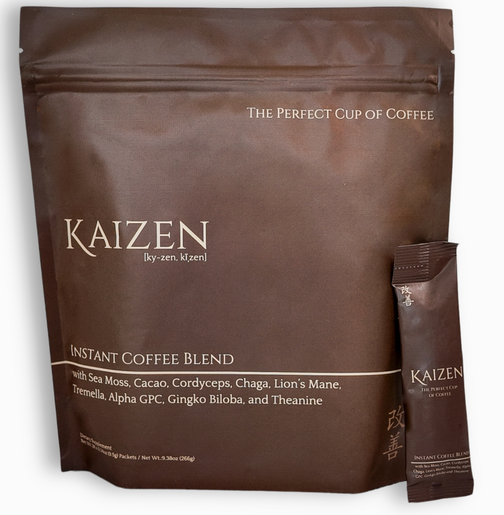 Kaizen Coffee - Premium Organic Coffee with Mushrooms, Nootropics, Sea Moss and Cacao: Stick Packs